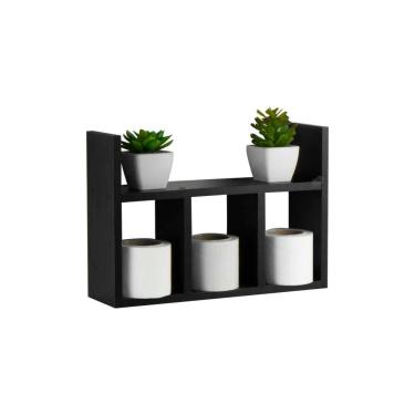 Imagem de Prateleira Decorativa Porta Papel Para Banheiro 40cm Djon Preto