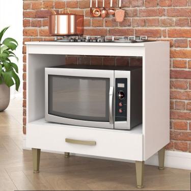 Imagem de Balcão Para Forno 1 Gaveta Com Recorte Para Cooktop 5 Bocas Branco
