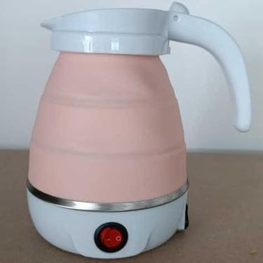 Imagem de Chaleira Elétrica Retrátil 600ml 110v Silicone Esquentar Leite Café Chá água(ROSA)