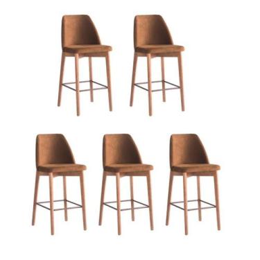 Imagem de Kit 5 Banquetas Berlim decorativa gourmet para cozinha, sala de jantar