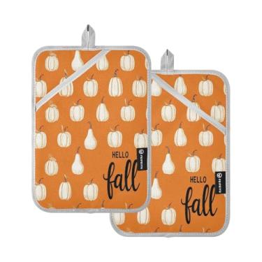 Imagem de Caikeny Suportes de panela para cozinha, bordos de pedras, laranja, pacote com 2 pegadores de panela, almofadas quentes, trivets para panela, tapete de panela, cozinhar, assar