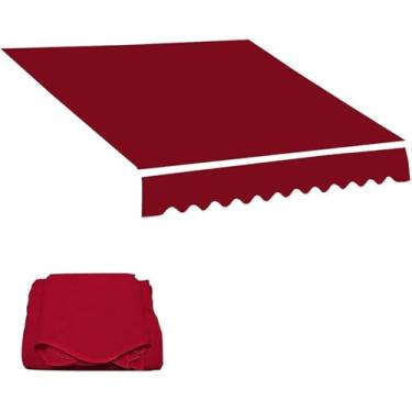 Imagem de Toldo De Pátio Retrátil Manual Substituição De Tecido Capa De Toldo De Janela Impermeável Sombra Abrigo De Sol Dossel Lona De Sombra De Sol Para Deck De Quintal, Red, 5x2m(16x6.5ft)