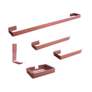 Imagem de Kit Acessórios Para Banheiro com 5 peças - Porta Toalha - Toalheiro - Porta Papel Higiênico - Saboneteira (Rose Gold)