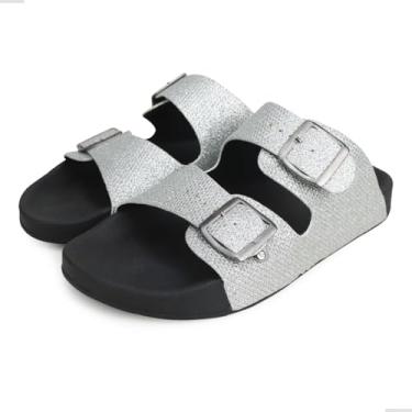Imagem de Sandalia Feminina Estilo Birken com Fivela Leve e Confortavel Antiderrapante Tamanco Baixo (Prata, BR, Adulto, Numérico, 33)