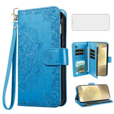 Imagem de Asuwish Capa de telefone para Samsung Galaxy S24/S25 5G capa carteira celular com protetor de tela de vidro temperado e flor flip porta-cartão de crédito suporte suporte S 24 24S 25 25S G5 SM-S931U