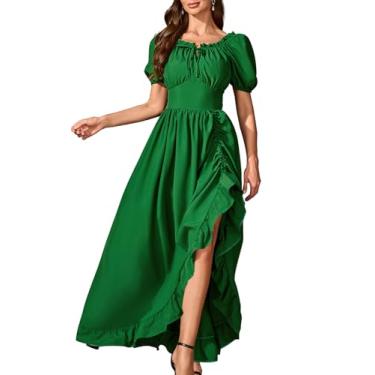 Imagem de Abaowedding Vestido renascentista feminino medieval vestido maxi vitoriano verde grande