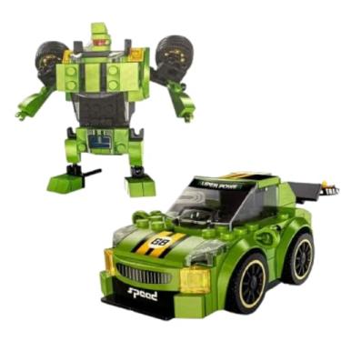 Imagem de Blocos de Montar Carro 2 em 1 - Carrinho ou Robô de Montar de 115 a 130 peças - Brinquedo de Engenharia Educativo Criativo Crianças (Carro Verde)