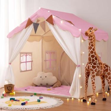 Imagem de Play Tent besrey Kids Playhouse 2 em 1 com tapete acolchoado e luzes