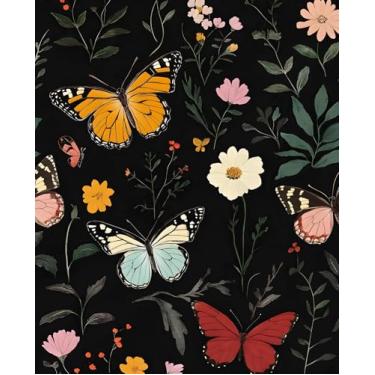 Imagem de VOLEAAR Papel de parede de borboleta escura descasque e cole, papel de parede removível autoadesivo floral borboleta bruxa preta para armário de banheiro de quarto, papel de contato colorido de vinil