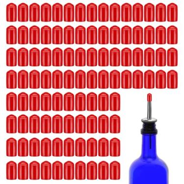 Imagem de 100 peças de tampas de proteção contra poeira preta tampas de borracha azeite de oliva tampa de bico de licor tampa de bico dispensador de bico tampas de poeira, não inclui despejadores de garrafa
