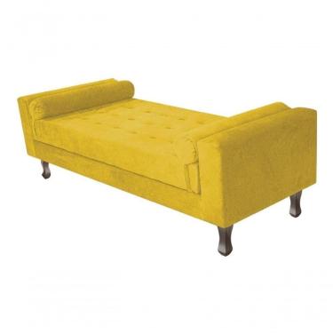Imagem de Recamier Baú Félix Solteiro 100cm Suede Rosê - Amarena Móveis Cor Amarelo