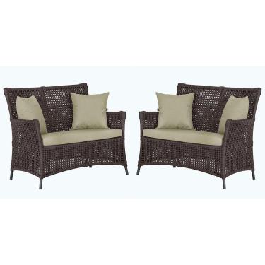 Imagem de 2 Sofás área Externa Igapó Alumínio Preta Corda Náutica E7 Marrom