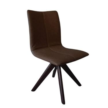 Imagem de Cadeira De Jantar Andy Giratória Revestida Em Tecido Courino Marrom Cor Marrom