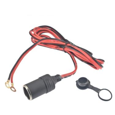 Imagem de Tomada de extensão com plugue feminino 12V para carro terminal em anel Fusível 10A cabo SPT 16AWG 2C 9 8FT tampa borracha inflador pneus energia inversor rádio geladeira ventilador dash cam compressor