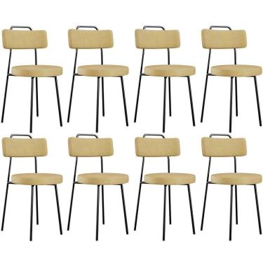 Imagem de Kit 08 Cadeiras Decorativas Estofada Sala De Jantar Barcelona L02 Couríssimo Casco Fendi - Lyam Decor