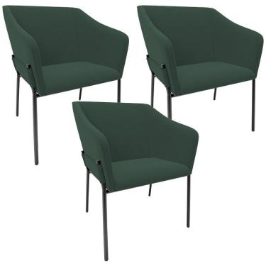 Imagem de Kit 3 Cadeiras Para Sala De Jantar Estar Living Olívia L02 Suede Verde - Lyam Decor