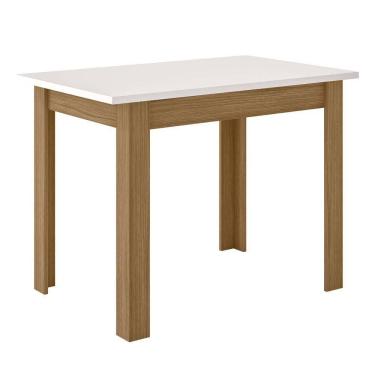 Imagem de Mesa De Jantar 4 Lugares Tampo 108cm Sem Vidro Bellagio Carvalho/off White - Poliman