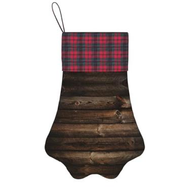 Imagem de SKKNT Meias de Natal com estampa de madeira marrom, animais de estimação, decoração de Natal, cães, gatos, árvore, presente conveniente