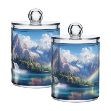 Imagem de Qilmy Qtip Suporte de boticário de 400 ml, frasco de armazenamento de boticário de plástico transparente com tampa, dispensador de recipiente de banheiro para bola de algodão, cotonete, fio dental