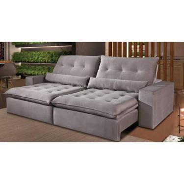 Imagem de Sofá Retrátil e Reclinável Luciana Luxo com Molas Ensacadas e Almofadas Decorativas Vários Tecidos 2,10M