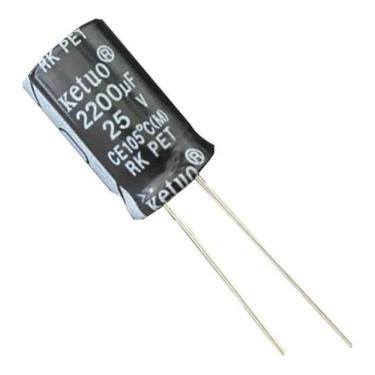Imagem de 20 PÇS CAPACITOR ELETROLITICO 2200UF X 25V - 2200X25V 105º GRAUS - KET