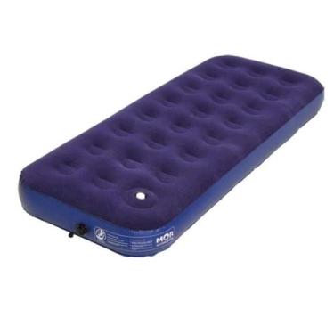 Imagem de Colchão Inflável Solteiro MOR com Inflador Embutido Resistente, Azul