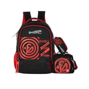 Imagem de Kit Enaldinho Mochila De Costas + Lancheira + Estojo Triplo, Vermelho