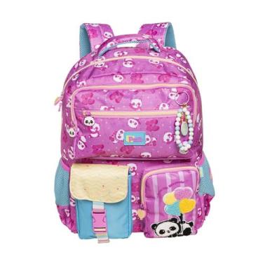 Imagem de Mochila Costas Panda Coração Infantil Escolar Meninas Balão Cor:Rosa -