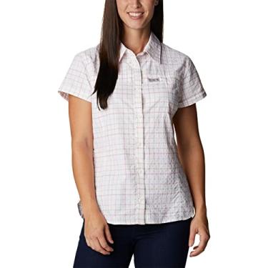 Imagem de Columbia Camiseta feminina Silver Ridge Novelty de manga curta, grade de elevação branca, média