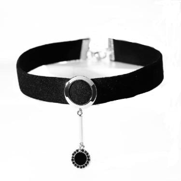 Imagem de LHDUF Gargantilha de veludo preto para mulheres, colar curto de liga para meninas adolescentes, festa de formatura de aniversário, gargantilha preta, Metal, Sem Pedra Preciosa