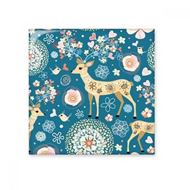 Imagem de Decoração de veado flor azul animal cerâmica azulejo brilhante decalque pedra adornada tijolo vitrificado