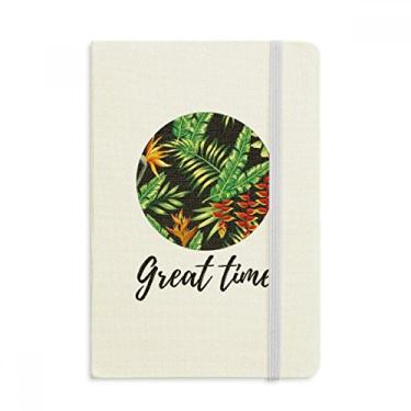 Imagem de Caderno de folhas tropicais para desenho de plantas com capa dura em tecido oficial diário clássico