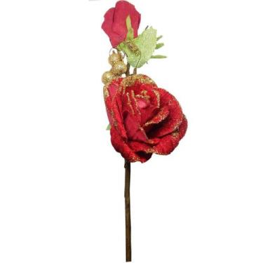 Imagem de Flor Artificial Arranjo Rosas Glitter - Extra Festas