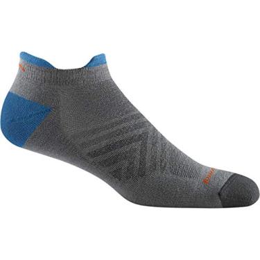 Imagem de Darn Tough Meias masculinas Run Coolmax No Show Tab ultraleves com almofada – Meias Coolmax cinza grandes para corrida