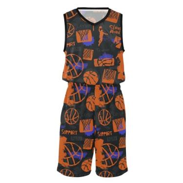 Imagem de Camisa de basquete e shorts laranja brilhante basquete esportes grunge estilo preto basquete jersey vestidos para mulheres, Estilo Grunge esportivo laranja brilhante preto, M