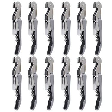 Imagem de RECUTMS Pacote com 12 saca-rolhas para garrafas de vinho de aço inoxidável resistente com cortador de alumínio pequeno presente de aço inoxidável para casa, festa de casamento, garçom