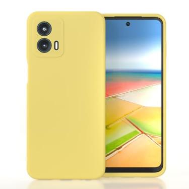 Imagem de SYMOCA Liqiud Capa de silicone para Moto G 5G 2023 de silicone sedoso fina à prova de choque com forro de microfibra compatível com Moto G 5G (2023) 6,5 polegadas (amarelo)