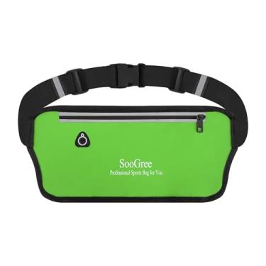 Imagem de SooGree Pochete de corrida para mulheres e homens, impermeável, bolsa de corrida, cinto de dinheiro fino, suporte de telefone para esportes, caminhadas, viagens, alça ajustável, bolsa de treino, leve,