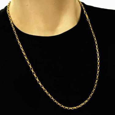 Imagem de Cordão Tijolinho Masculino 70cm Corrente Banhada Ouro 18k - Azmar Semi