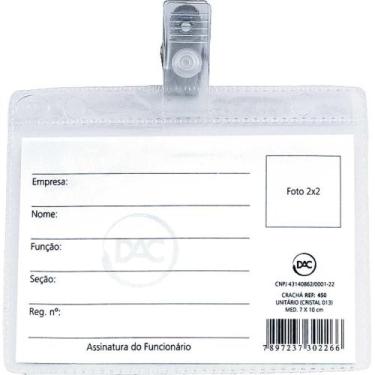 Imagem de Crachá com Presilha Removível 7X10CM PVC Cristal 0,13 - Pacote com 50 