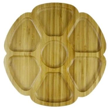 Imagem de Petisqueira de BambuRedonda 7 Divisórias Modelo Flor 24cm - DAP