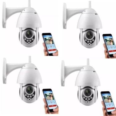 Imagem de Kit 4 Câmeras ip Rotativa Dome Gira 320º Prova D'água Externa WiFi Inf