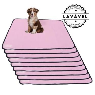 Imagem de Kit com 9 Tapetinhos Alta Absorção para Pets 100x70 Rosa - 200 Lavagen