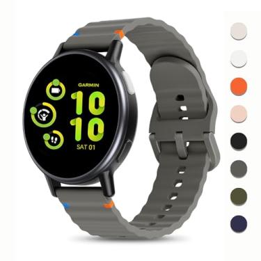 Imagem de Pulseira de silicone de 20 mm e 22 mm compatível com Garmin venu 3/2/1/Vivoactive 5/4/3/Forerunner 165/55/245/Venu Sq/Sq 2, pulseira de borracha ondulada macia com linha decorativa tecida de liberação
