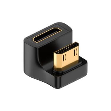 Imagem de BSHTU Mini adaptador HDMI 2.1 dourado 8K em forma de U, adaptador de extensão macho para fêmea de 360 graus, suporta 8K a 60Hz, 48Gbps para câmera, monitores, DVRs 1 peça (ângulo para baixo)