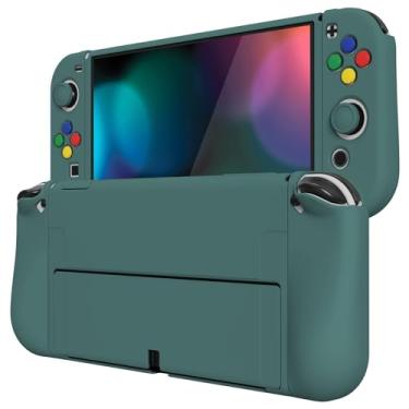 Imagem de PlayVital ZealProtect Capa protetora macia para Nintendo Switch OLED, capa protetora flexível Joycon Grip para Nintendo Switch OLED com tampas de aperto de polegar e tampas de botão de direção ABXY - verde caçador