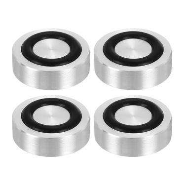 Imagem de uxcell Rosca M8 20 mm / 0,8" diâmetro 10 mm espessura disco adaptador superior 4 peças redondo sólido mesa pés almofada placa hardware com anel de borracha antiderrapante