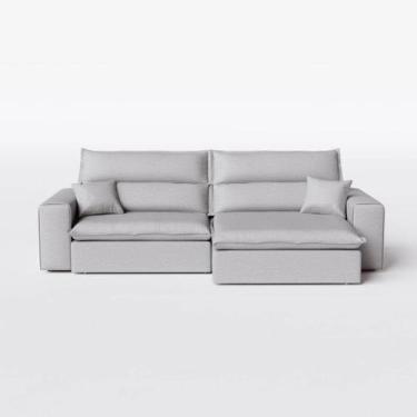 Imagem de Sofá Atlanta Retrátil e Reclinável 2,70m em Chenille Cinza Claro - Hom