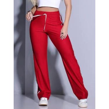Imagem de Calça Wide Leg Pantalona Pit Bull Jeans 85255, Vermelho, 42