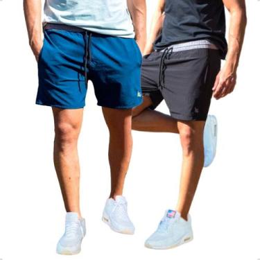 Imagem de Kit 2 Shorts Tactel Masculino Futebol Praia Academia - KS, M, Preto, A